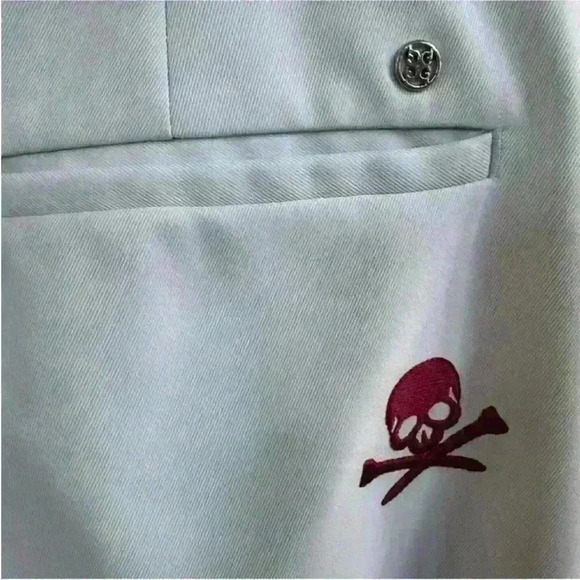 G/FORE "Killer T's" Golf Shorts Light Blue With Maroon Skulls Size 32 EUC! - Picture 9 of 11